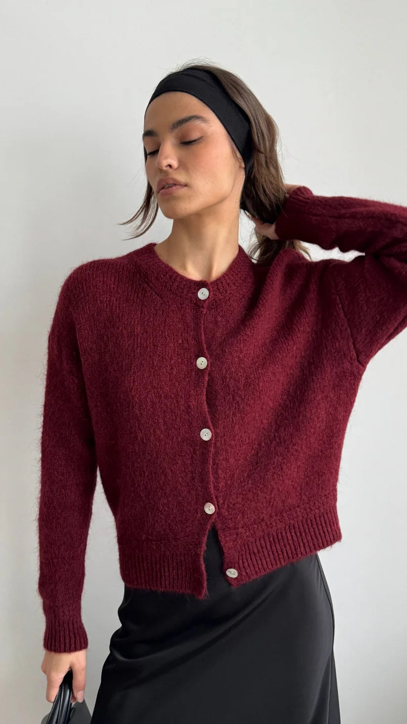 Reyna Cardigan - Dark Cherry