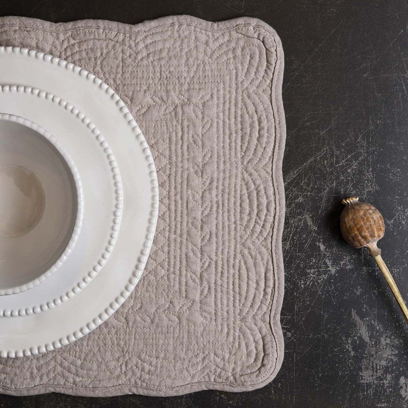 Natural Quilted Placemat - Stone