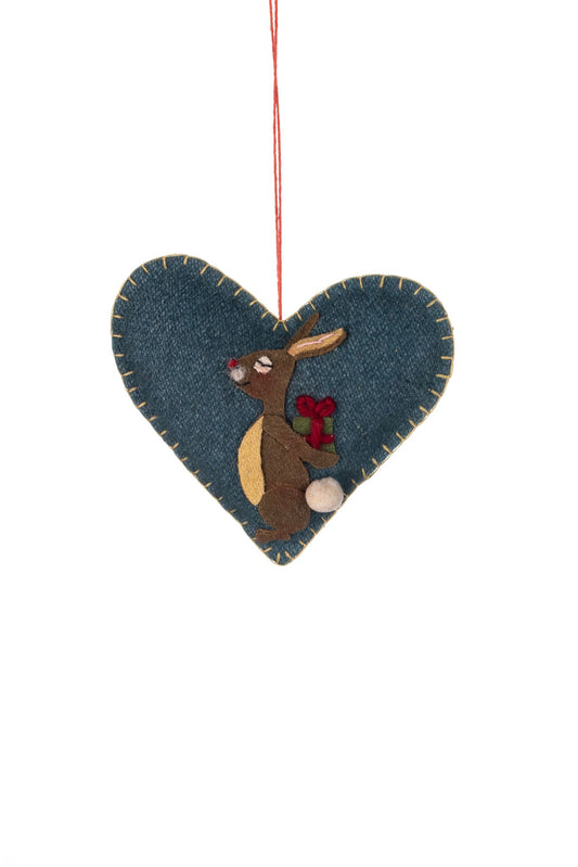 Felt Heart - Rabbit with Gift