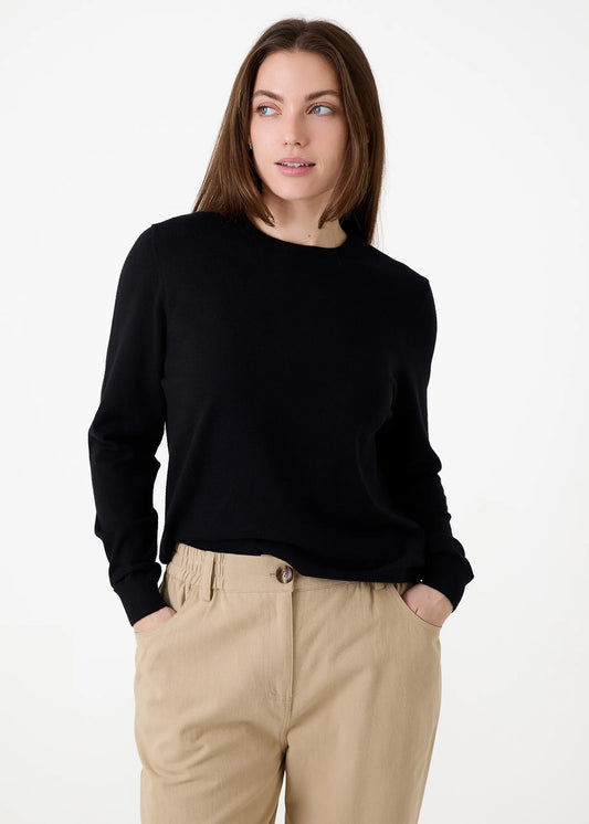 Black, Super Soft Fitted Crew Neck Jumper