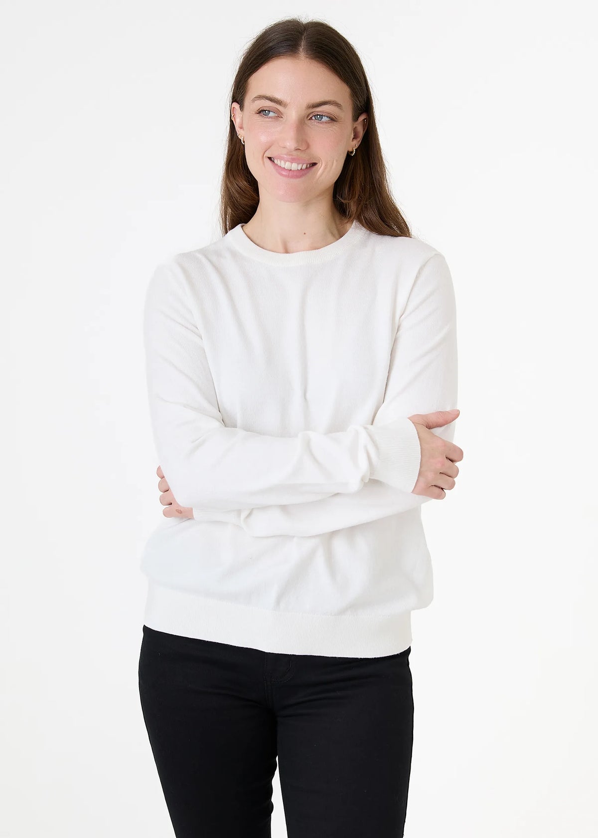 Ivory, Super Soft Fitted Crew Neck Jumper