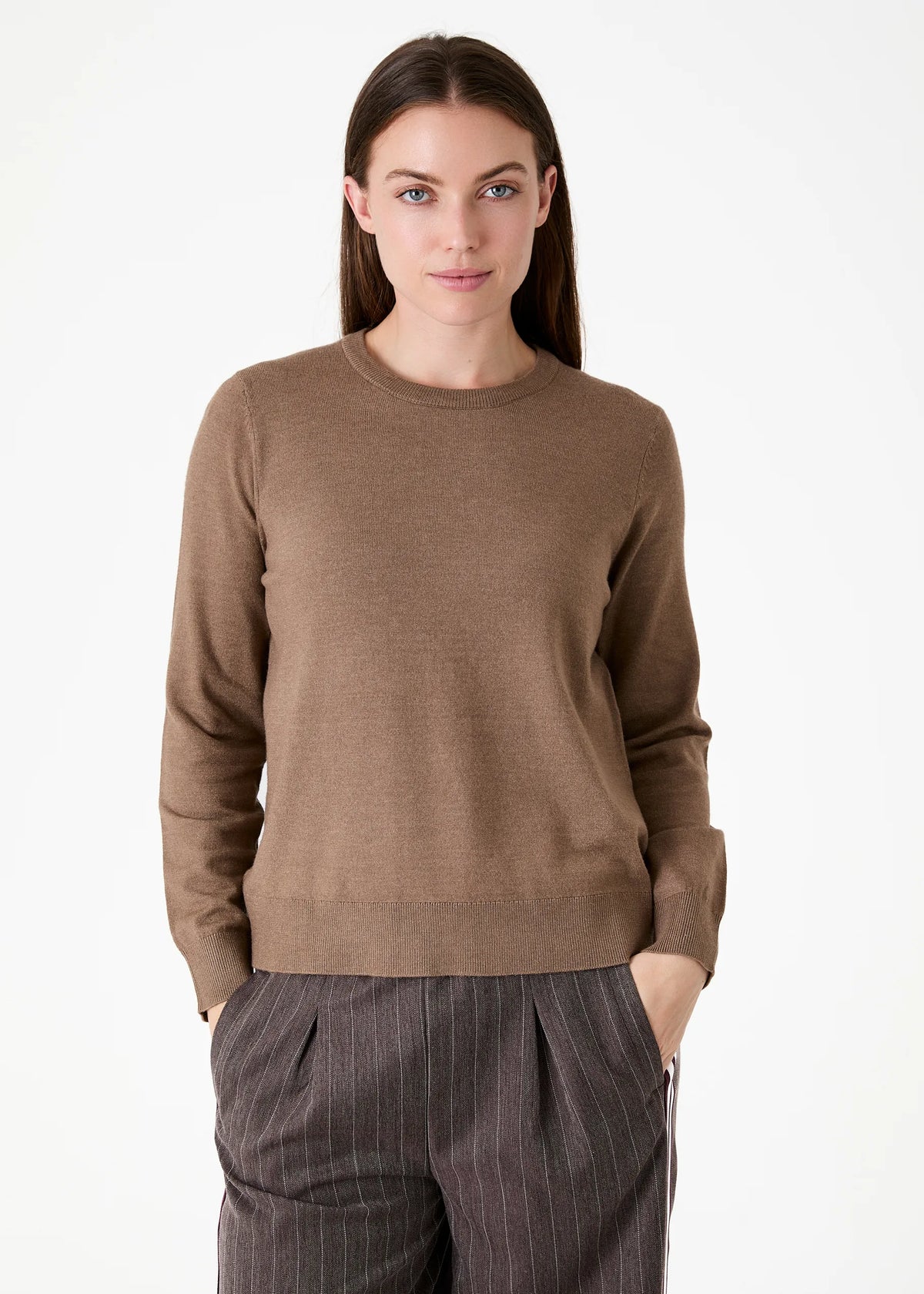 Mink, Super Soft Fitted Crew Neck Jumper