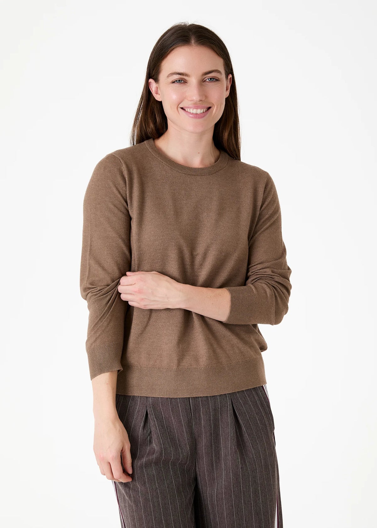Mink, Super Soft Fitted Crew Neck Jumper