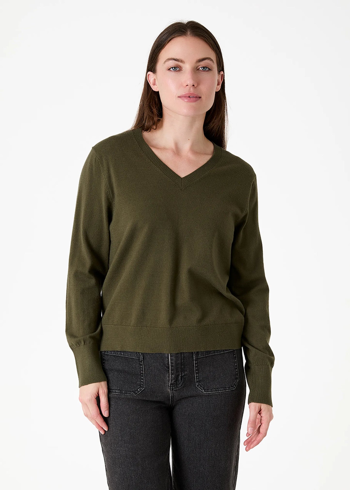 Forest Green, Fitted V Neck Jumper