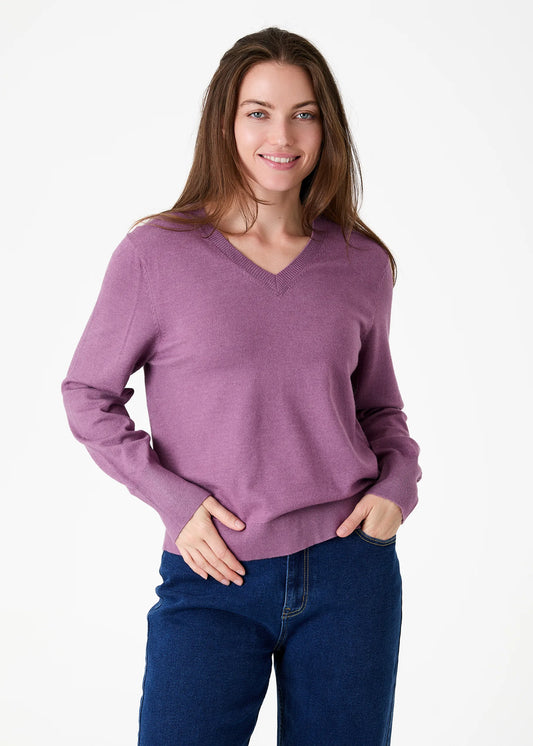Heather, Super Soft Fitted V Neck Jumper