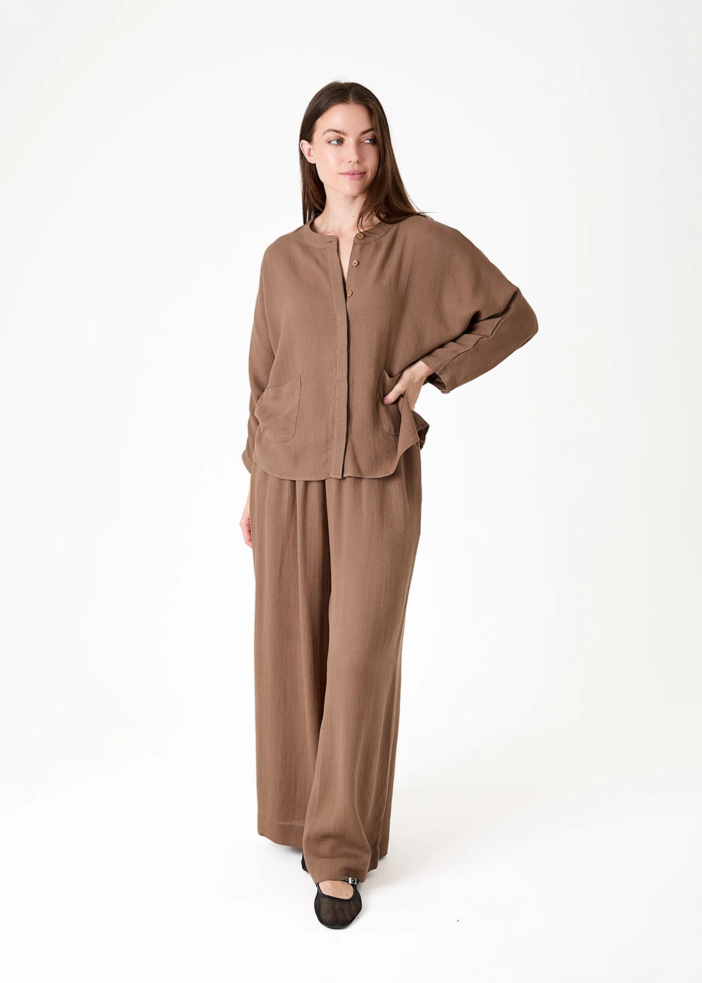 Mink, Grandad Collar Shirt