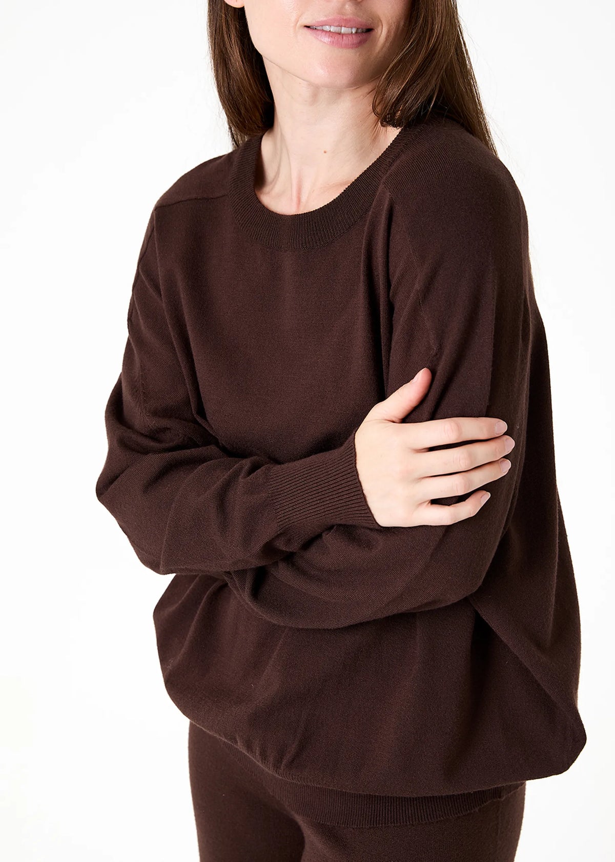 Chocolate, Super Soft Oversized Crew Neck Jumper