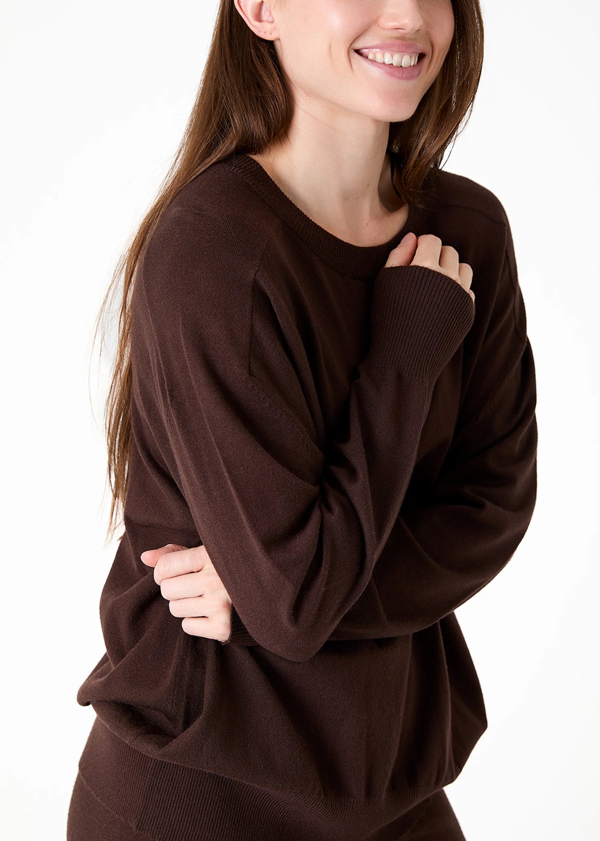 Chocolate, Super Soft Oversized Crew Neck Jumper