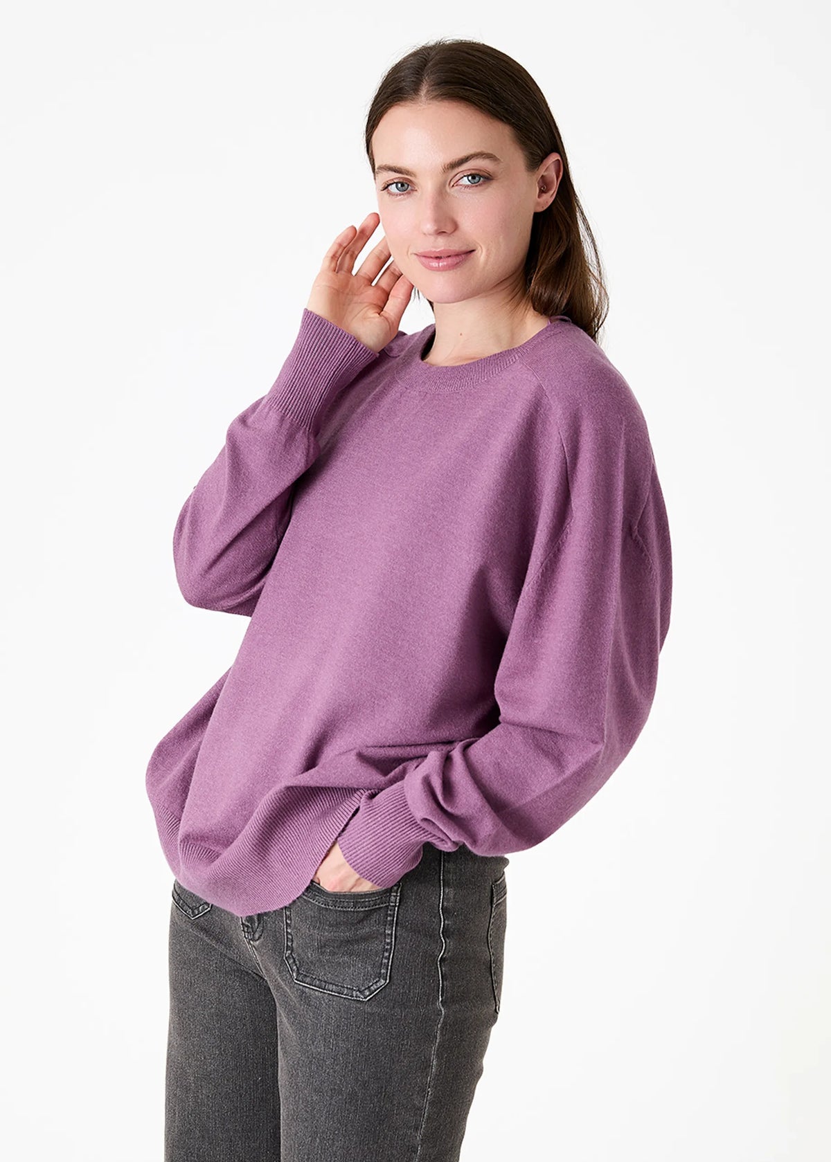 Heather, Super Soft Oversized Crew Neck Jumper