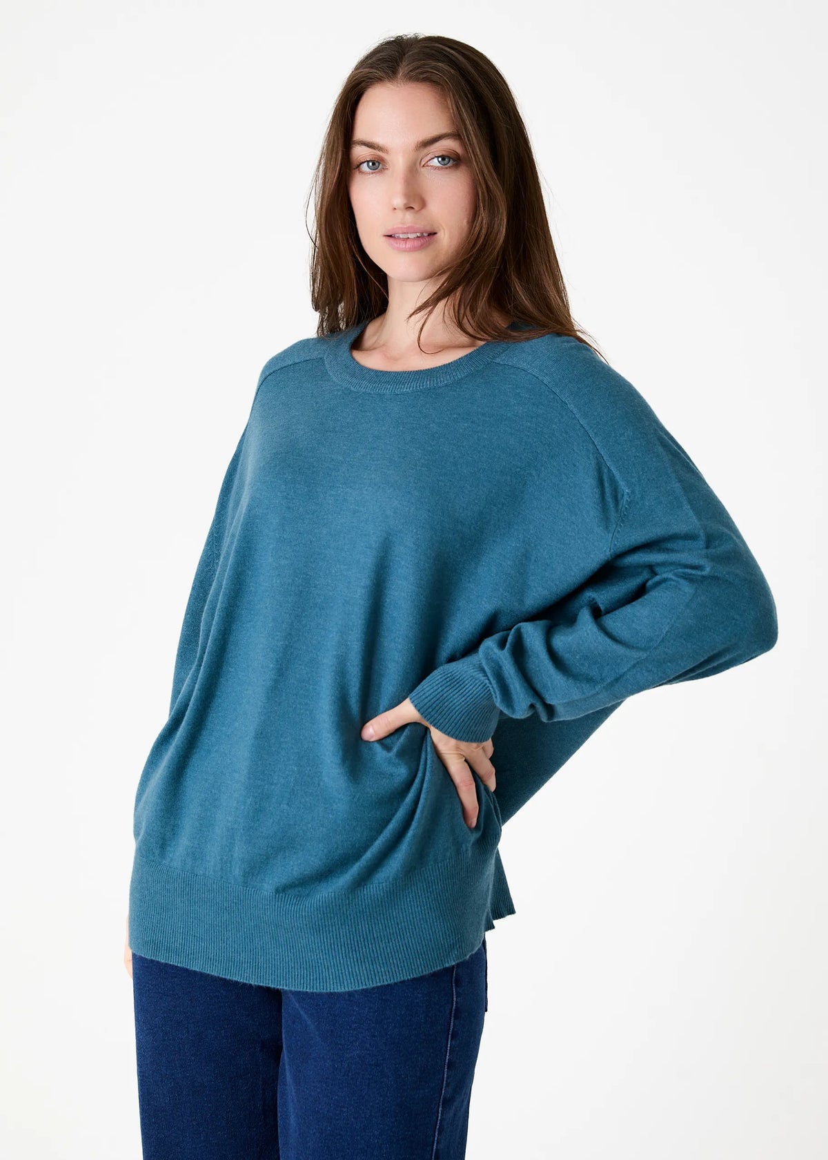 Marine, Super Soft Oversized Crew Neck Jumper