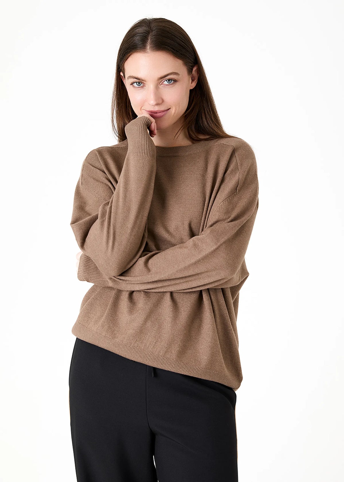 Mink, Super Soft Oversized Crew Neck Jumper
