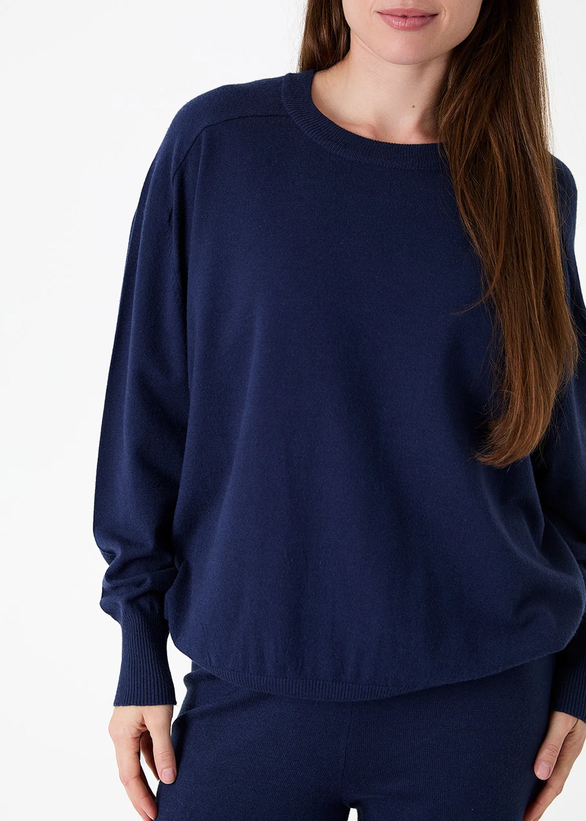 Navy, Super Soft Oversized Crew Neck Jumper