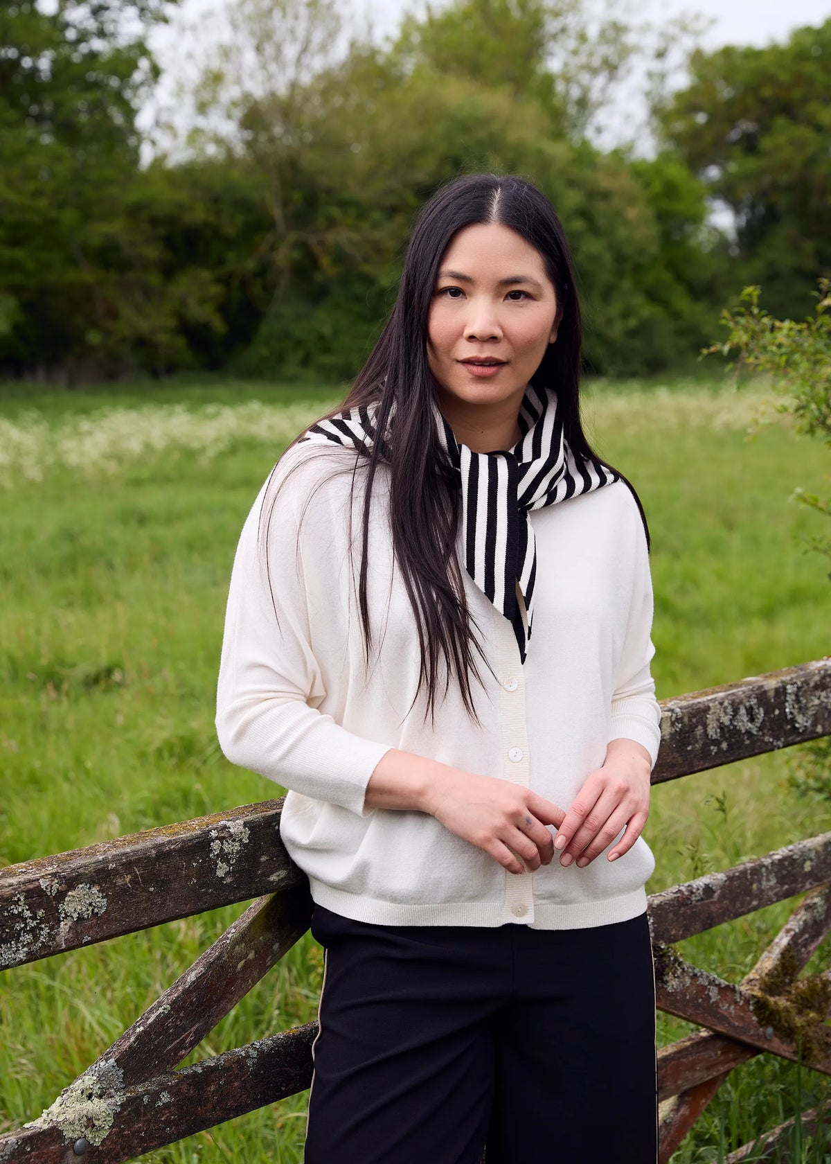 Black, Soft Striped Triangle Scarf