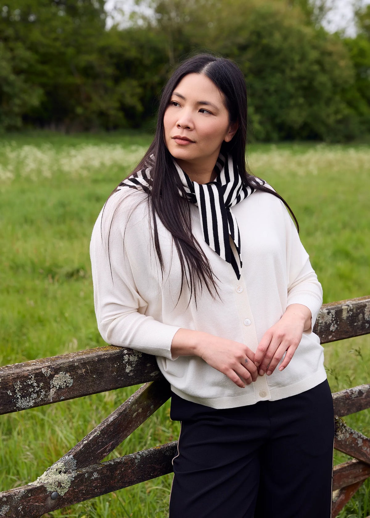 Black, Soft Striped Triangle Scarf