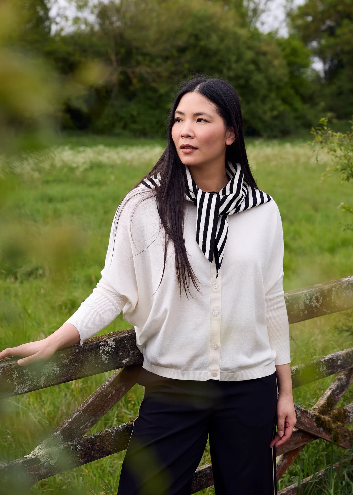 Black, Soft Striped Triangle Scarf