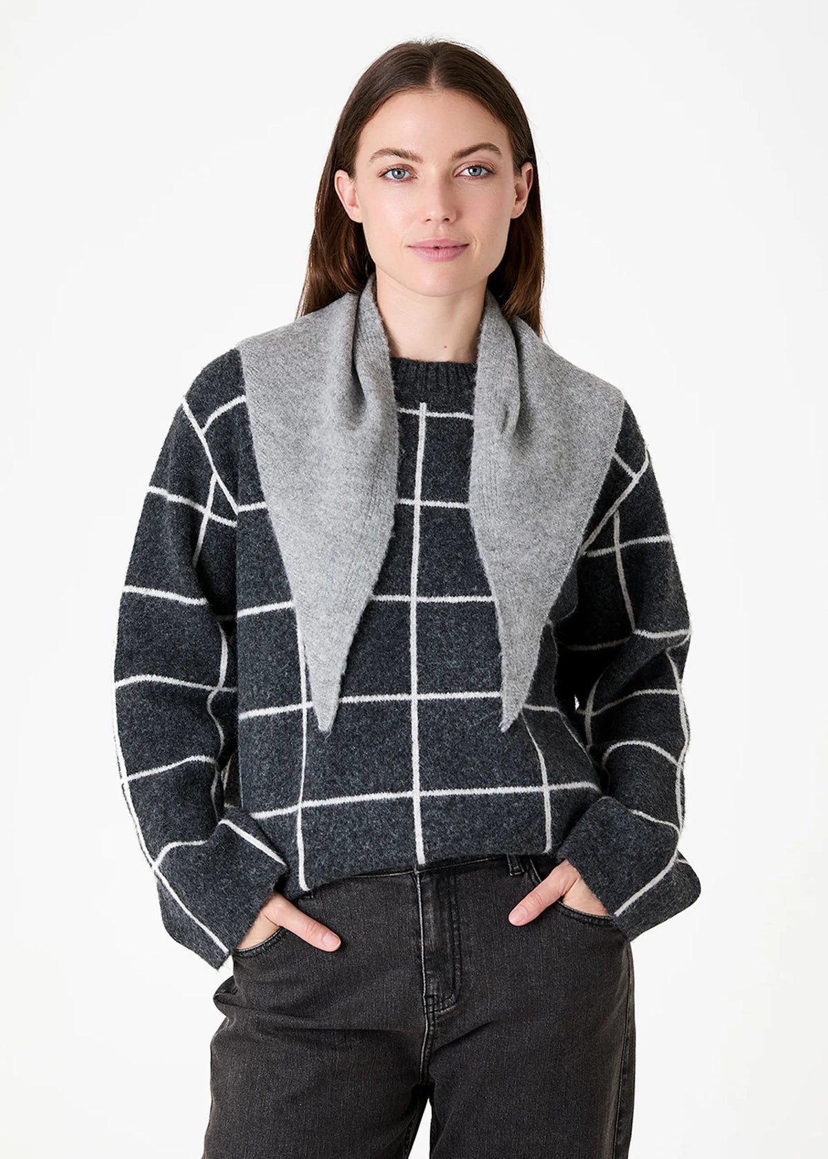 Grey, Super Soft Triangle Scarf