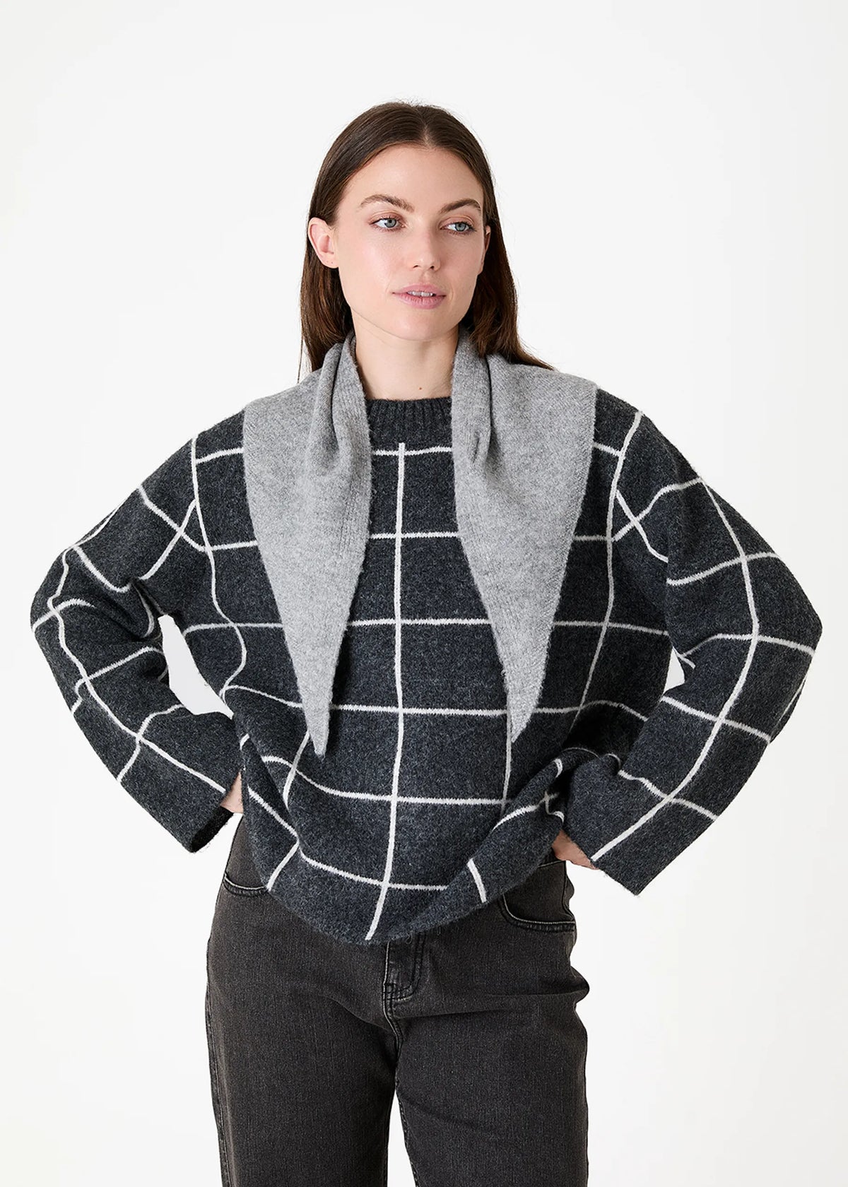 Grey, Super Soft Triangle Scarf
