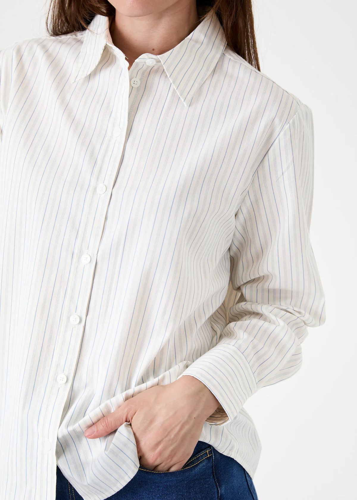Cream Dash Stripe Collar Shirt
