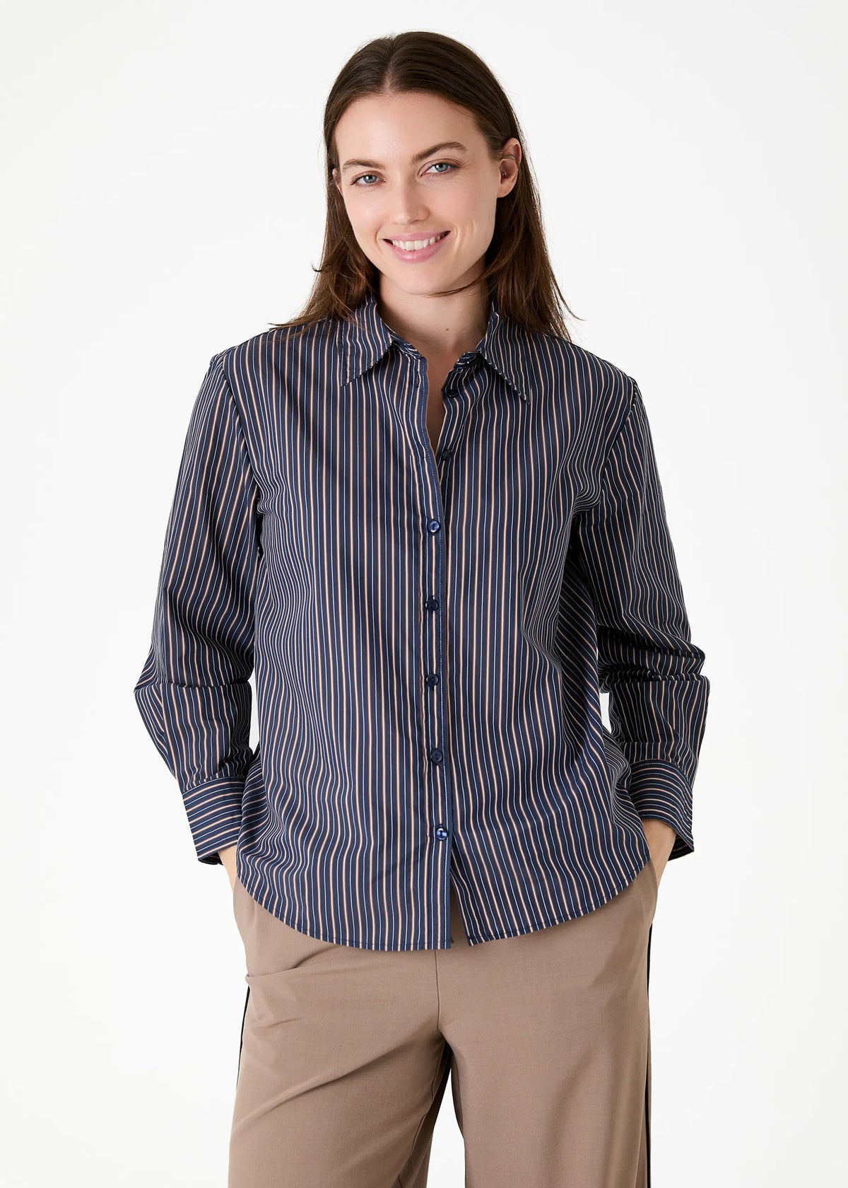 Dark Mixed Stripe Collar Shirt