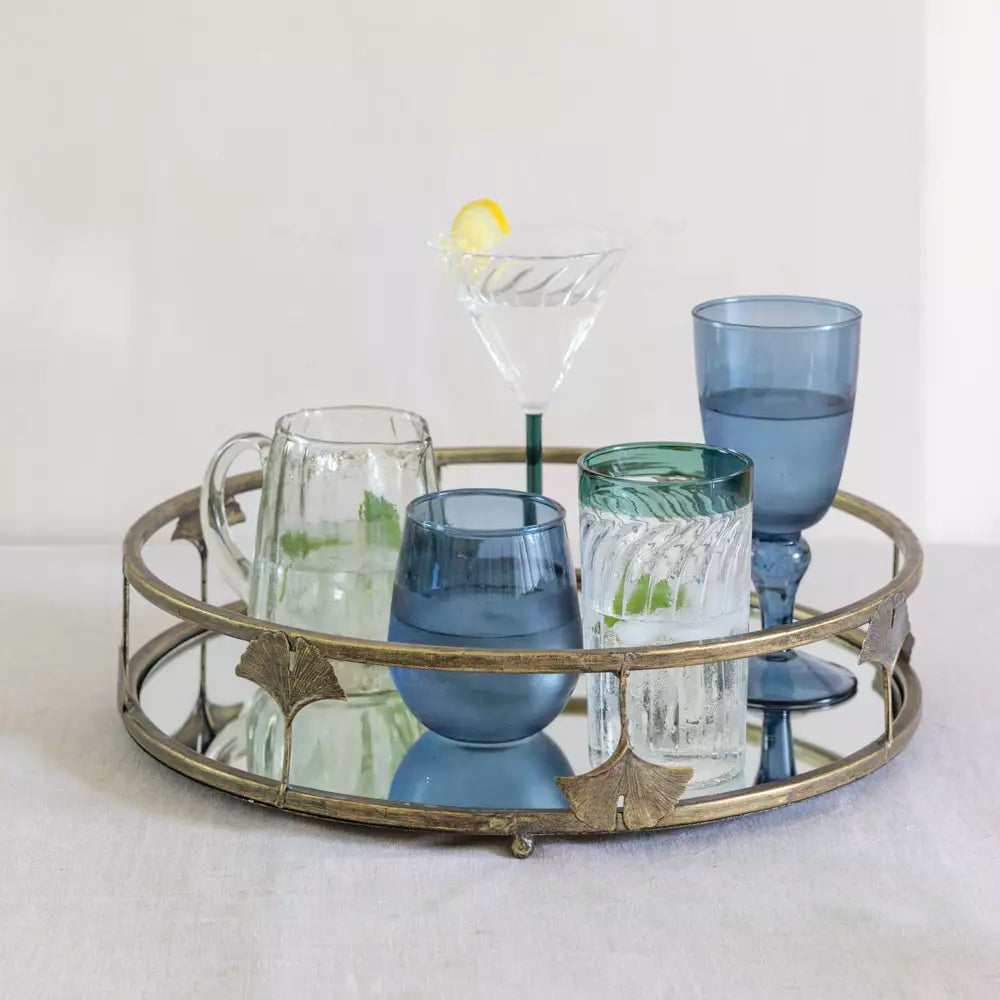 Golden Lotus Mirrored Tray
