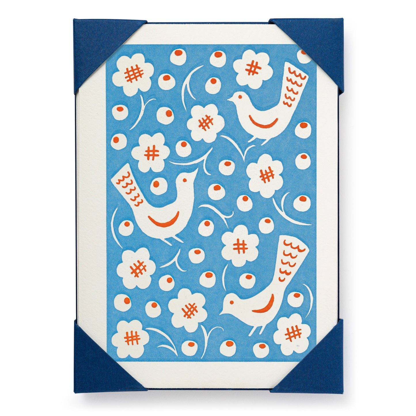 Pack 5 Note Cards & Envelopes - Blue Bird Pattern
