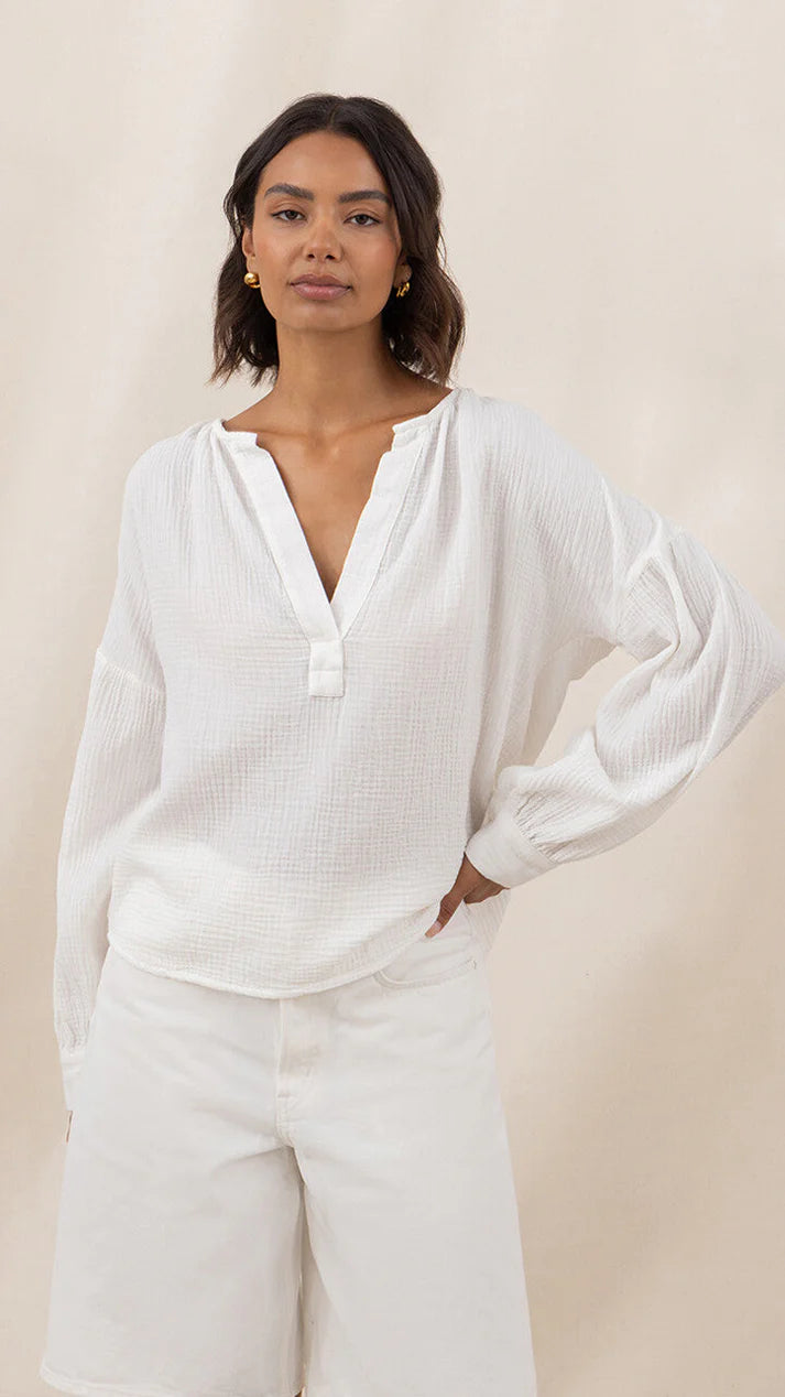 Peach Cotton Shirt - Off White