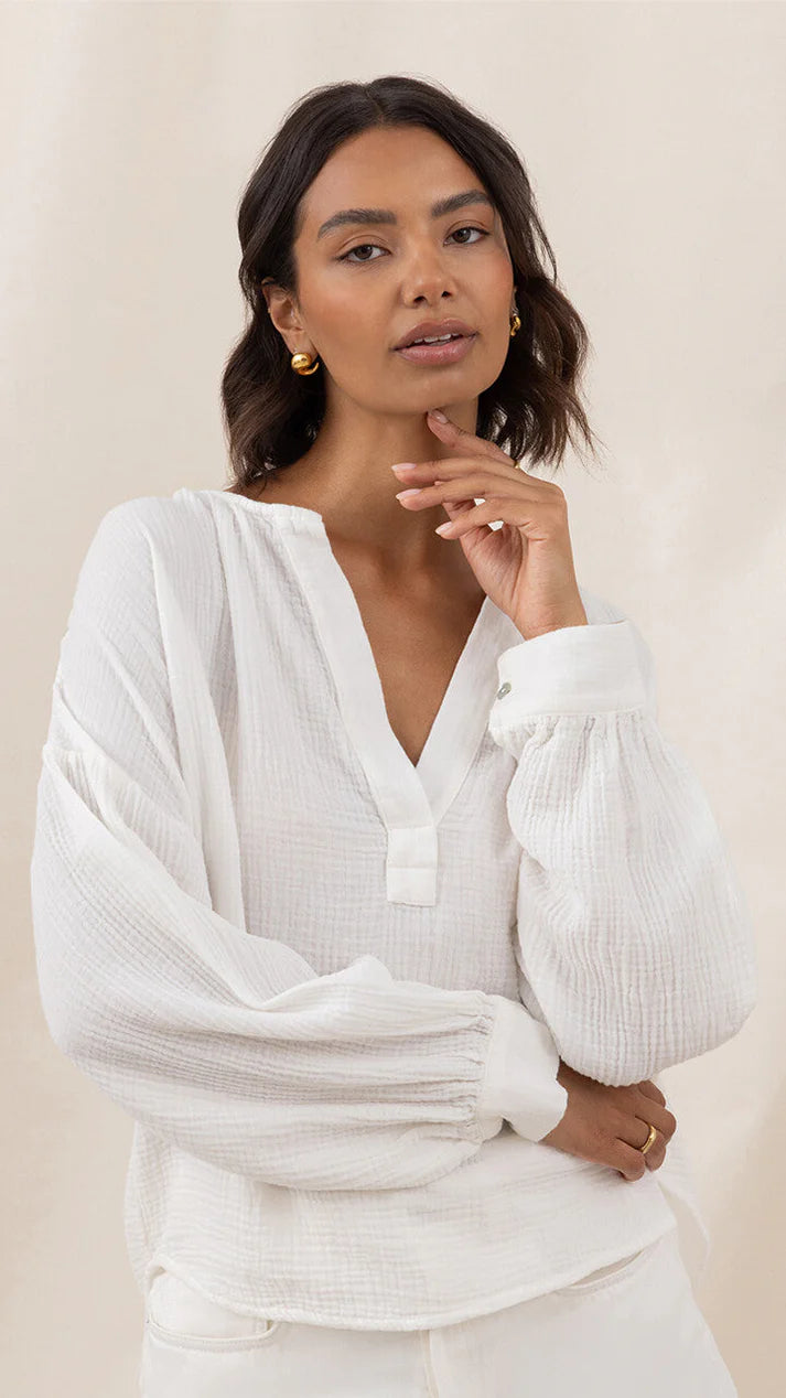 Peach Cotton Shirt - Off White