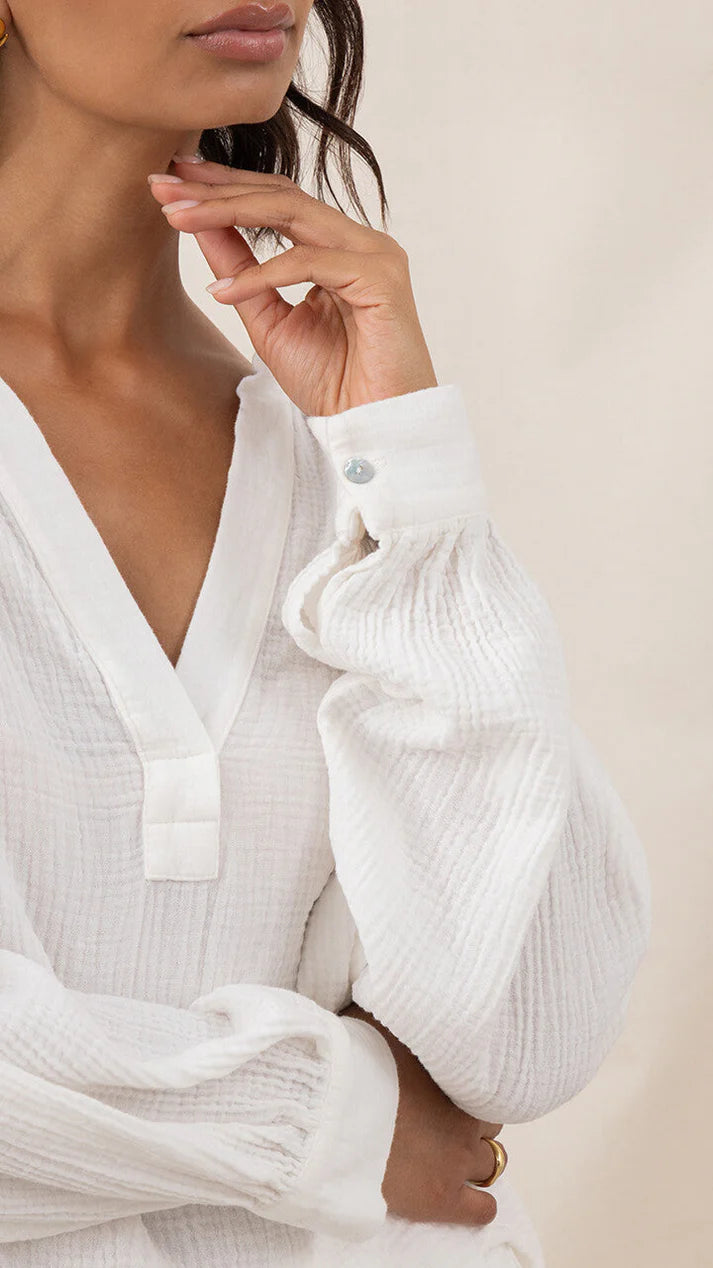 Peach Cotton Shirt - Off White