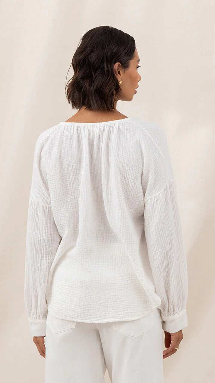 Peach Cotton Shirt - Off White