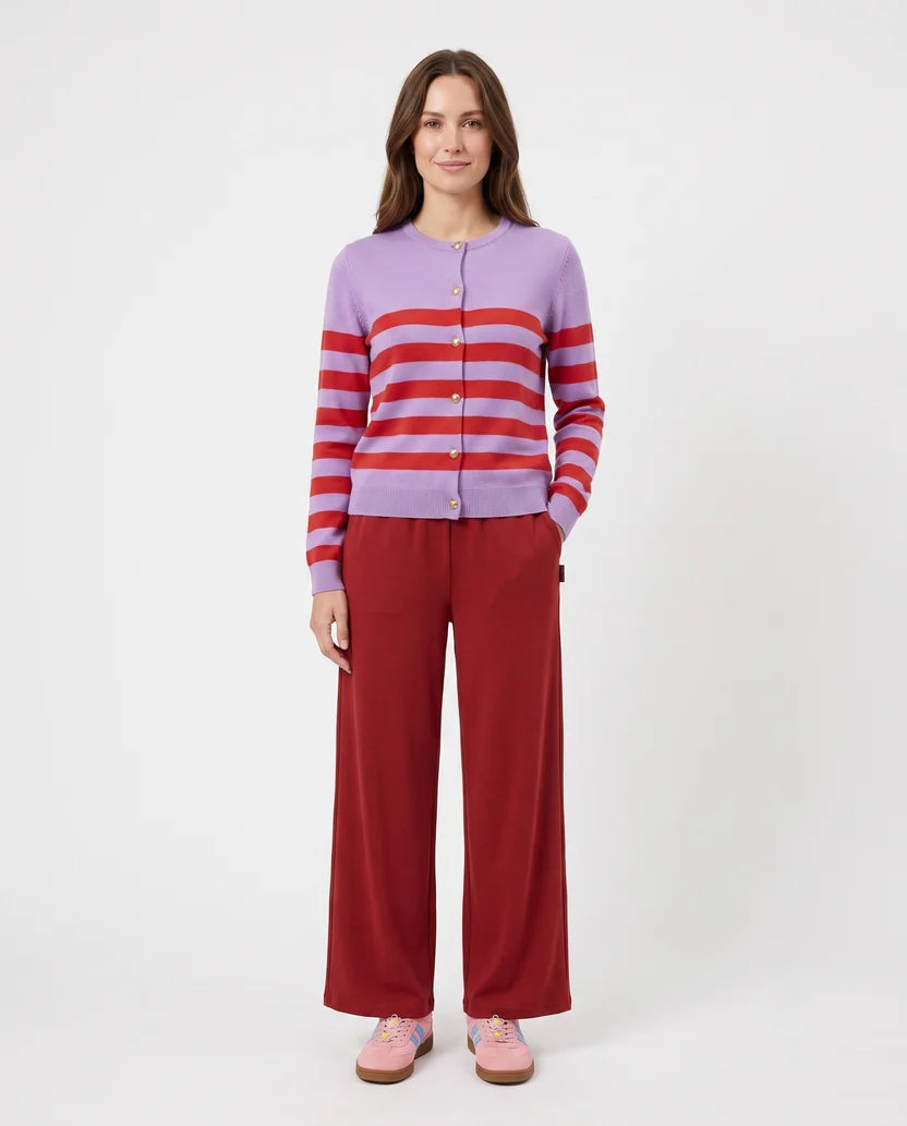 Amber Stripe Cardi, Lavender/Ruby