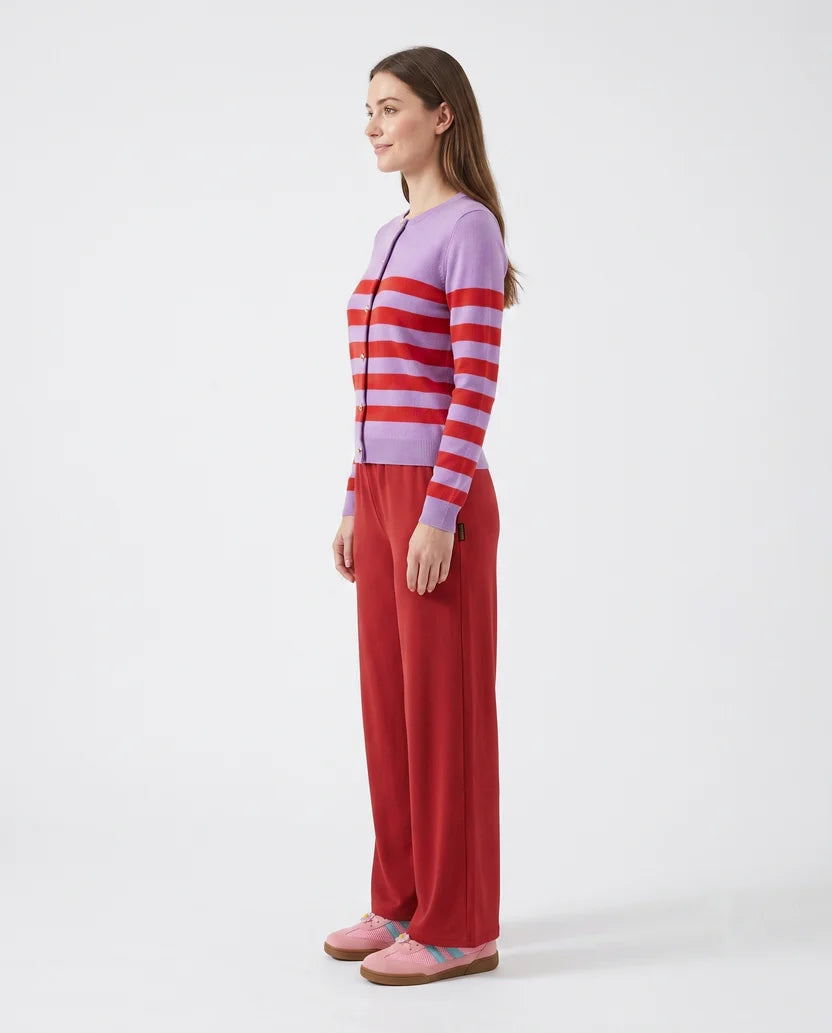 Amber Stripe Cardi, Lavender/Ruby