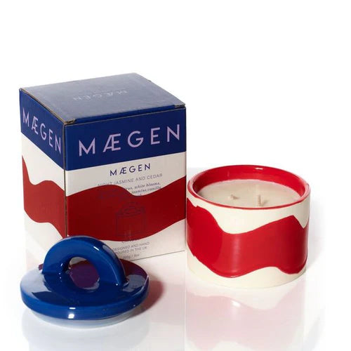 Pablo Pot, Night Jasmine & Cedar Candle (Navy & Red)