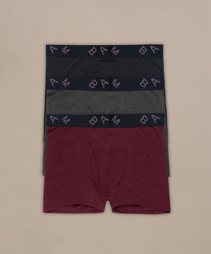 Regular Fitted Air Bamboo Boxers - Pack of 3 (Oxblood)