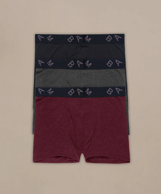 Regular Fitted Air Bamboo Boxers - Pack of 3 (Oxblood)