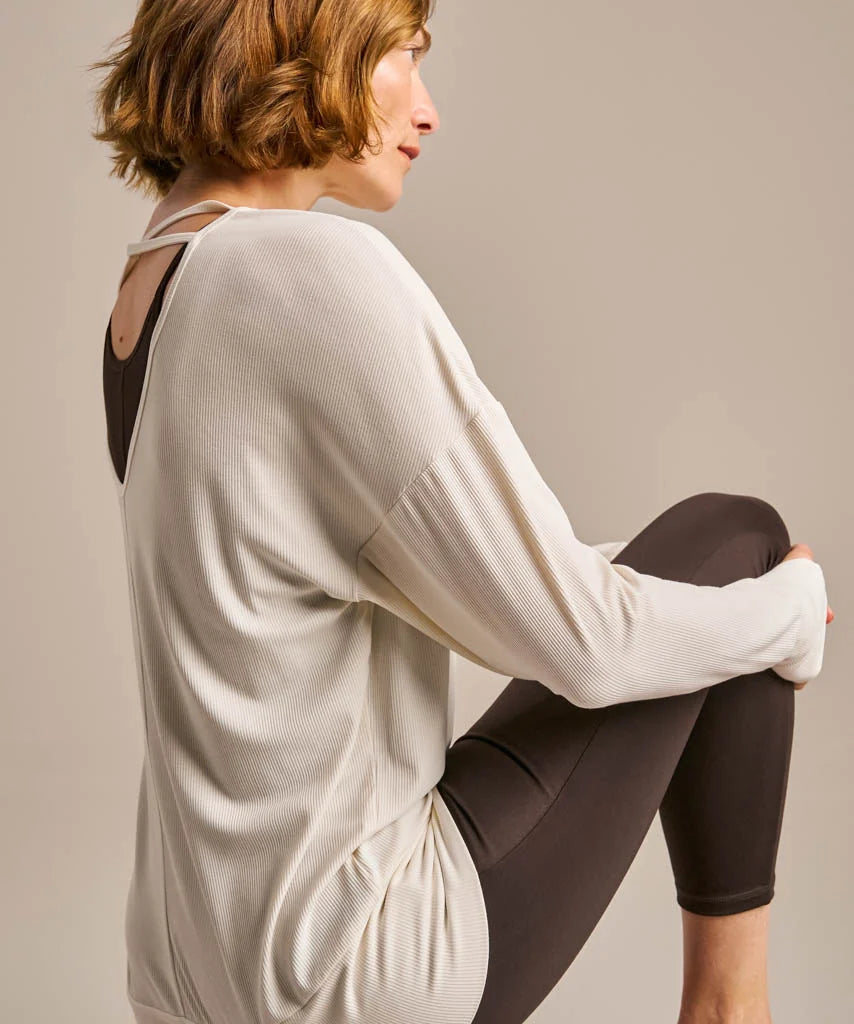 Oatmeal Cross Strap Open Back Top