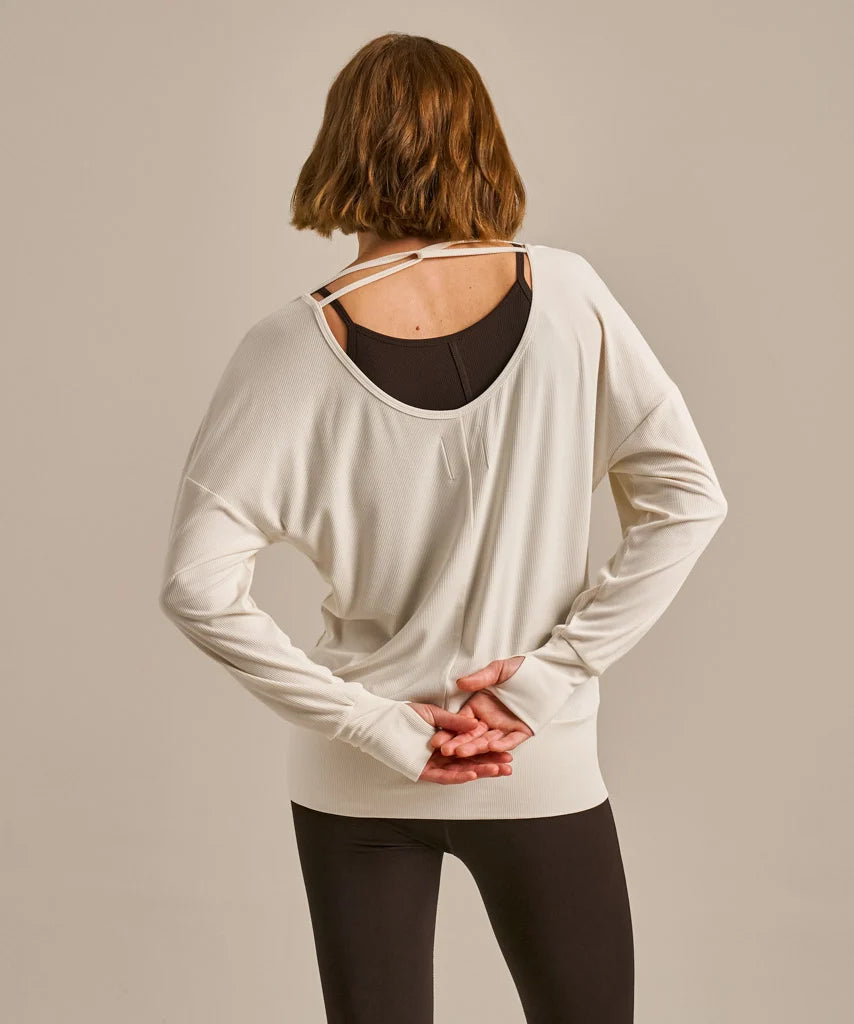 Oatmeal Cross Strap Open Back Top