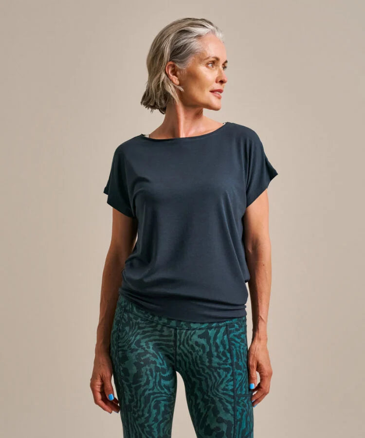 Mariner Navy, Short Sleeve Flow Top