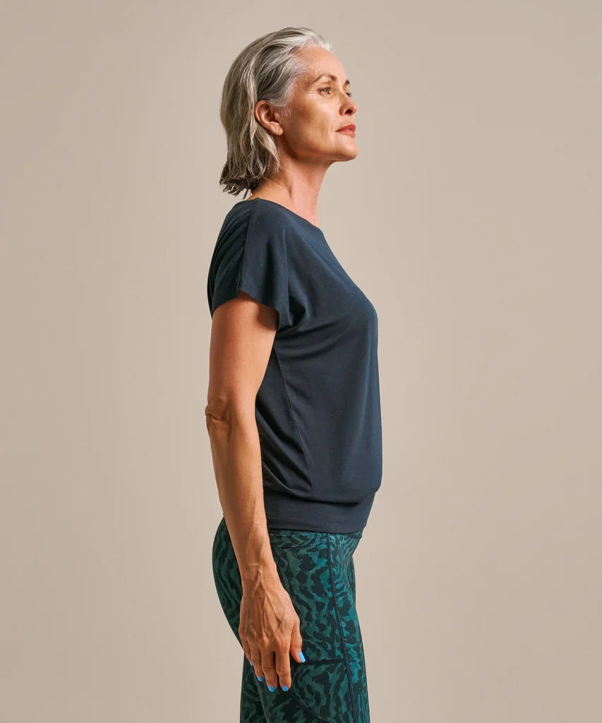 Mariner Navy, Short Sleeve Flow Top