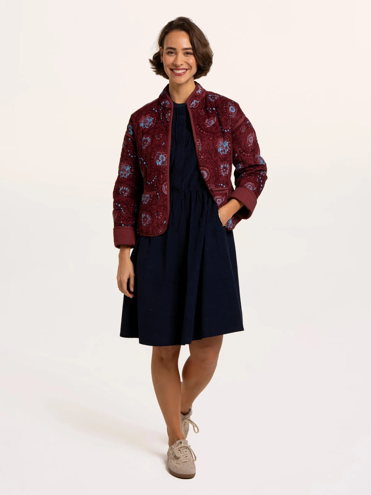 Plum Quilted Tie Front Jacket