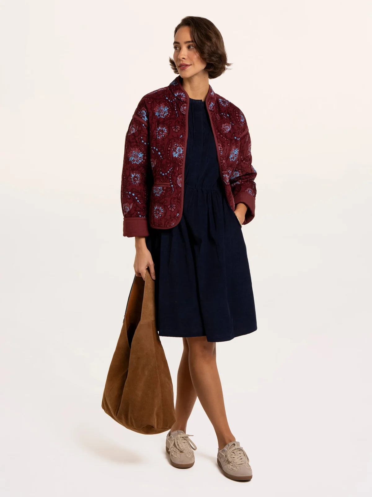 Plum Quilted Tie Front Jacket
