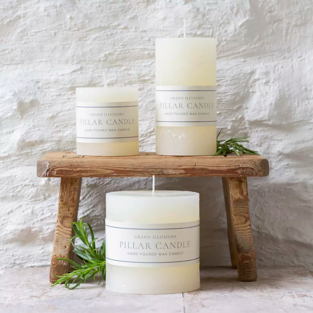 Rustic Pillar Candle, Ivory