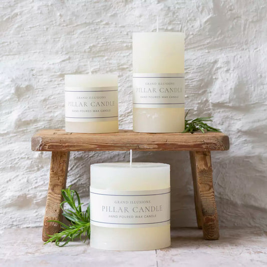 Rustic Pillar Candle, Ivory