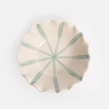 Blue & Orange Striped Scallop Edge Bowl