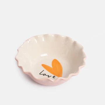 Pink Love Heart Frilly Bowl