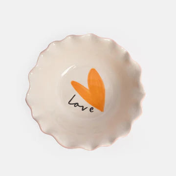 Pink Love Heart Frilly Bowl
