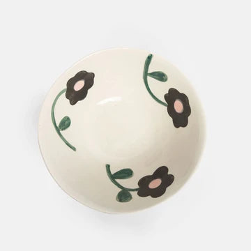 Rust Stripe & Flowers Med Bowl