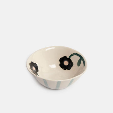 Blue Stripe & Flowers Small Bowl