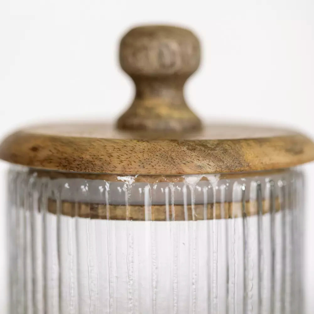 Tall Ribbed Storage Jar