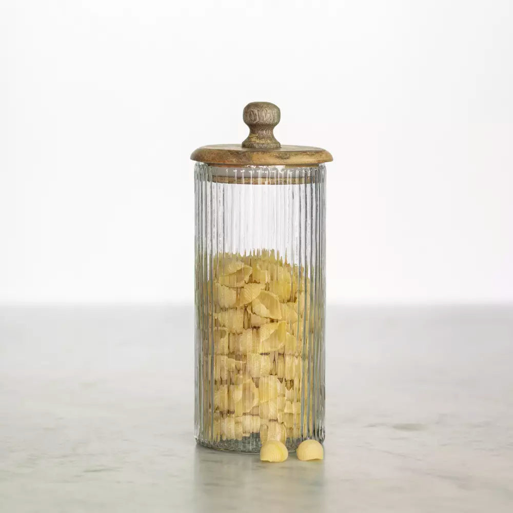 Tall Ribbed Storage Jar