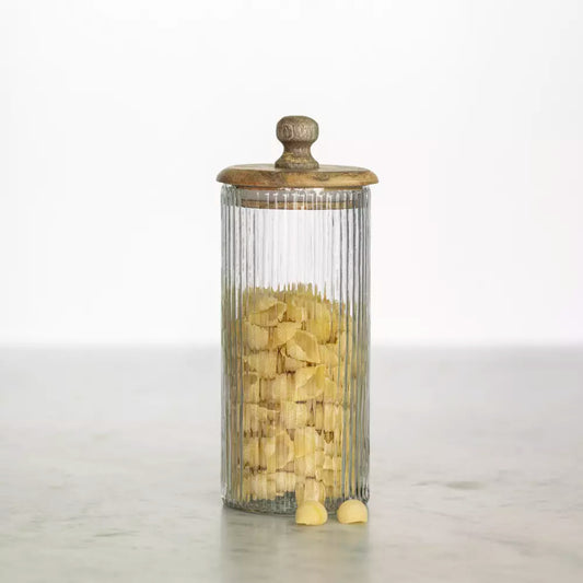 Tall Ribbed Storage Jar